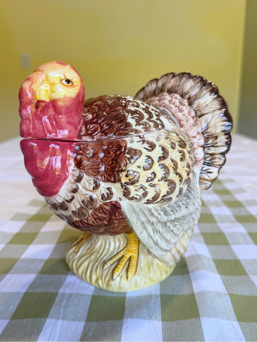 Vintage Ceramic Turkey Large Gravy Boat  - Multicolor